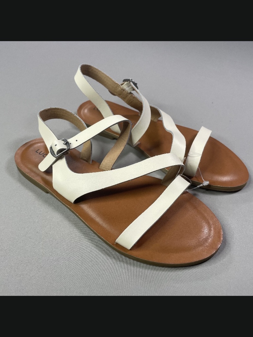 NEW Lucky Brand Shoes Womens 6 off white brown leather alexcia sandals boho